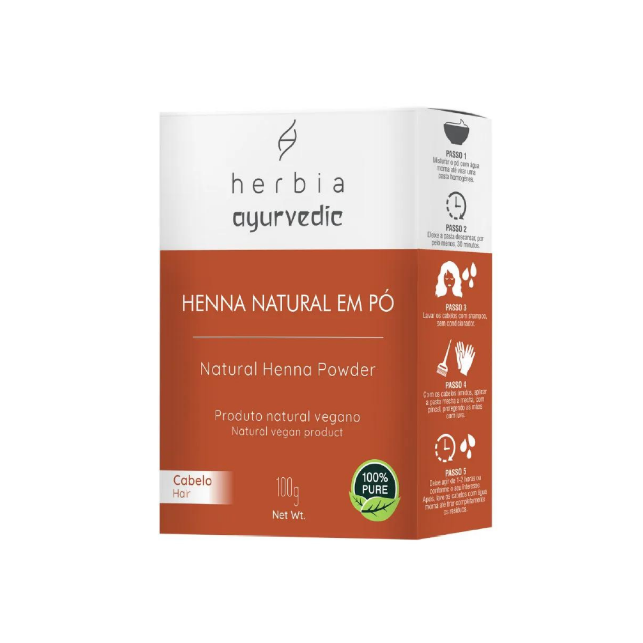 Henna Natural em pó 100g - Herbia Ayurvedic